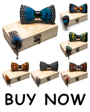 Charger l'image dans la galerie, Broche et Nœud papillon en plumes naturelles pour Homme.