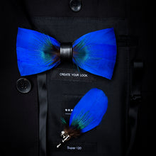 Charger l'image dans la galerie, Broche et Nœud papillon en plumes naturelles pour Homme.