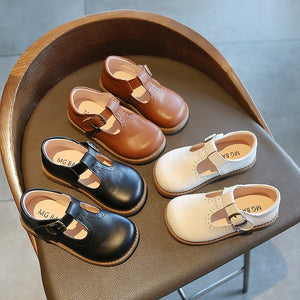 Chaussures plates, antidérapantes, en cuir, pour enfants et bébés